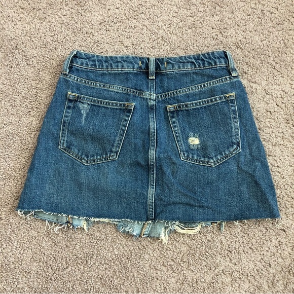 Free People We The Free A Line Distressed Denim Mini Skirt - Picture 11 of 12